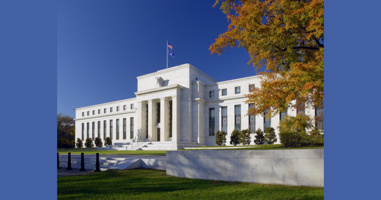 Stone columns and entrance of the Federal Reserve Board Eccles Building, photographed in September2012
